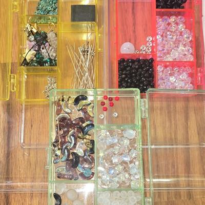 3 Small Containers Filled with Glass Beads