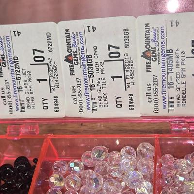 3 Small Containers Filled with Glass Beads