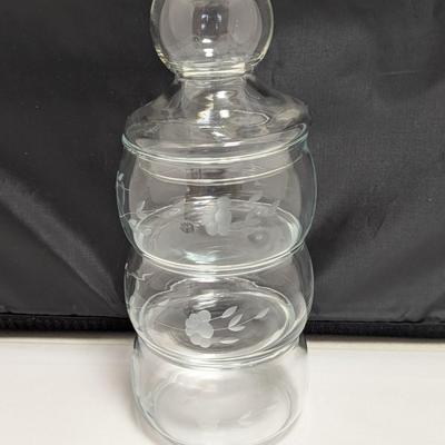Princess House Heritage 3 Tier Stack-able Etched Covered Candy Dish #4 (DR)