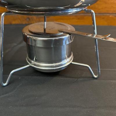 Vintage Wood & Stainless Steel Fondue Set