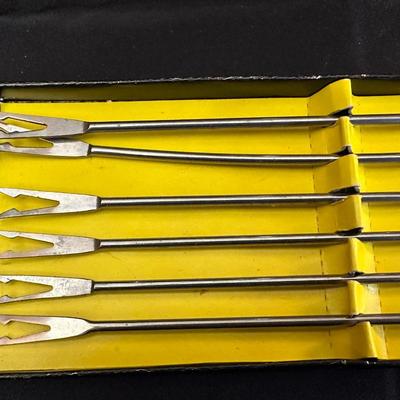 Vintage Wood & Stainless Steel Fondue Set