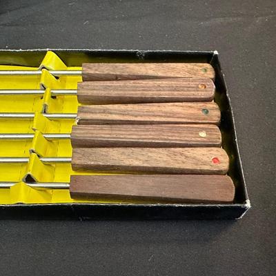 Vintage Wood & Stainless Steel Fondue Set
