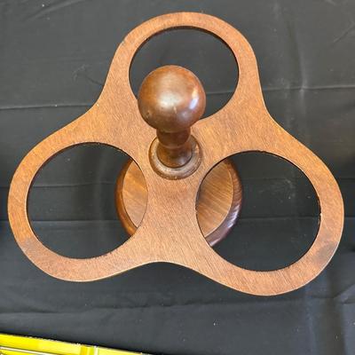 Vintage Wood & Stainless Steel Fondue Set