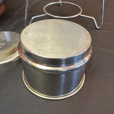 Vintage Wood & Stainless Steel Fondue Set