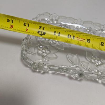 2 - Vintage 1980s Mikasa Carmen Walther Glass Clear & Frosted Oblong Trays #5 (DR)