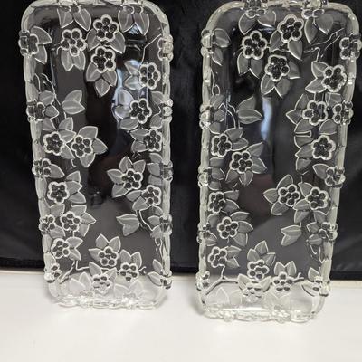 2 - Vintage 1980s Mikasa Carmen Walther Glass Clear & Frosted Oblong Trays #5 (DR)
