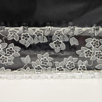 2 - Vintage 1980s Mikasa Carmen Walther Glass Clear & Frosted Oblong Trays #5 (DR)