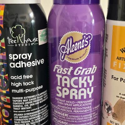 Full Cans of Fixative, Tacky Glue, Spray Adhesive