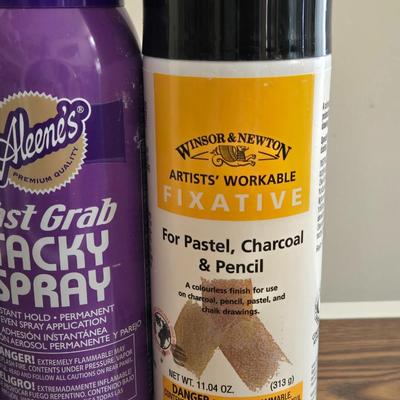 Full Cans of Fixative, Tacky Glue, Spray Adhesive