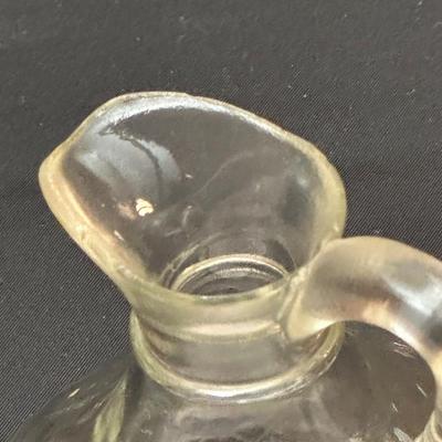 Vintage Oil & Vinegar Glass Decanters & Rice and Grits Cloth Sacks