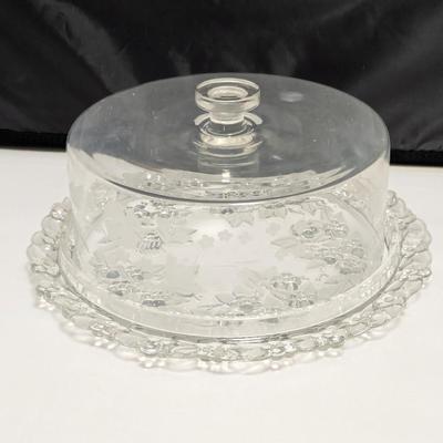 Walther Glass Carmen Mikasa Crystal Cake Plate With Etched Dome #8 (DR)
