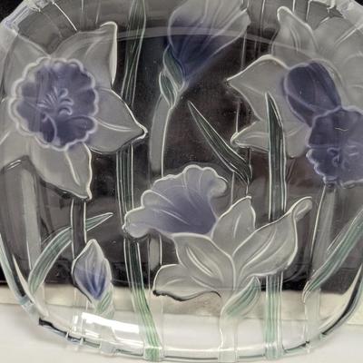 Crystal Clear Studios Narcissus Hand Painted Plate & Heart Shaped Hummingbird & Flower Plate #10 (DR)