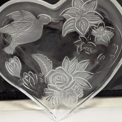 Crystal Clear Studios Narcissus Hand Painted Plate & Heart Shaped Hummingbird & Flower Plate #10 (DR)