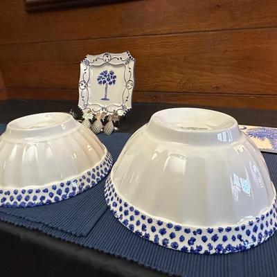 Lot Blue & White South Carolina Kitchen and Dining Items