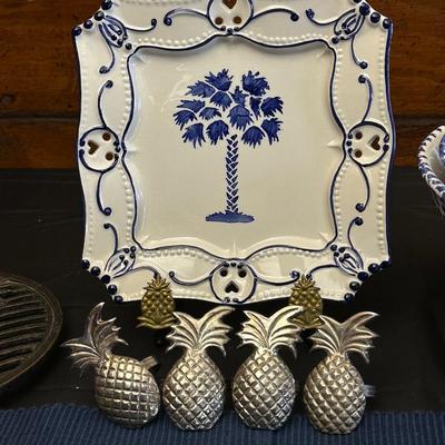 Lot Blue & White South Carolina Kitchen and Dining Items