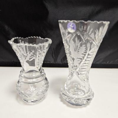 Elegant Russian Crystal Hand Blown Vases Zig Zag Edge #11 (DR)