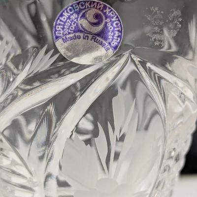 Elegant Russian Crystal Hand Blown Vases Zig Zag Edge #11 (DR)
