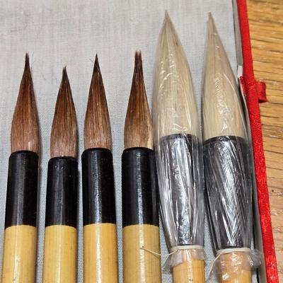 Chinese Paint Brushes with Case