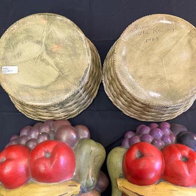 Two Ceramic Fruit Holders with Removable Lids & Dish Towels