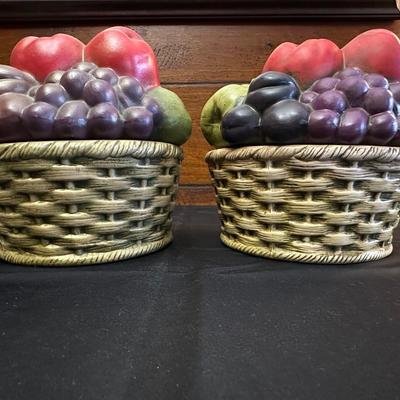 Two Ceramic Fruit Holders with Removable Lids & Dish Towels