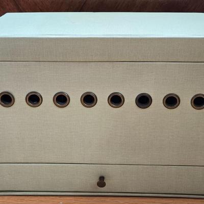 Ribbon Box with Pull out Drawer filled with Brads, Charms, & Buckles