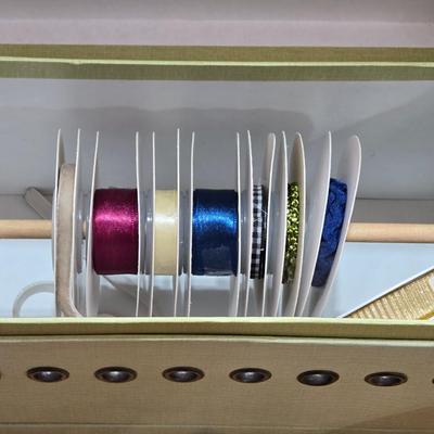 Ribbon Box with Pull out Drawer filled with Brads, Charms, & Buckles