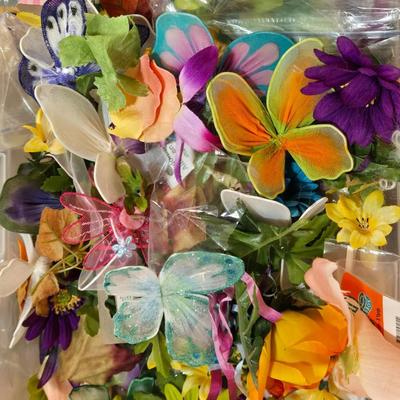 Faux Flowers and Butterflies and Dragonflies