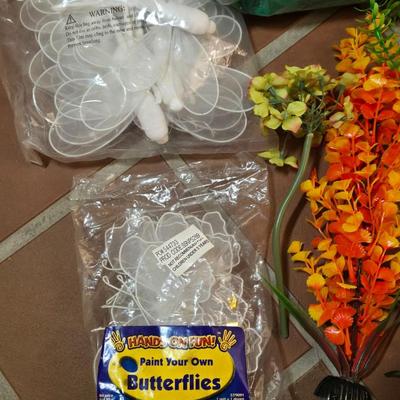 Faux Flowers and Butterflies and Dragonflies