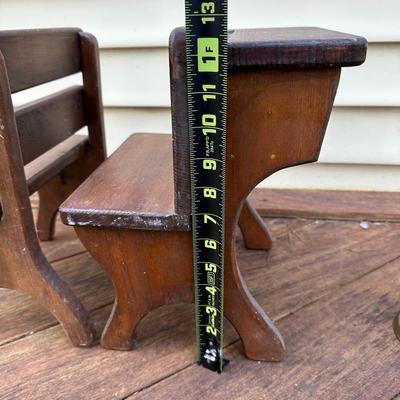 Vintage Miniature School Wooden Benches and Bell