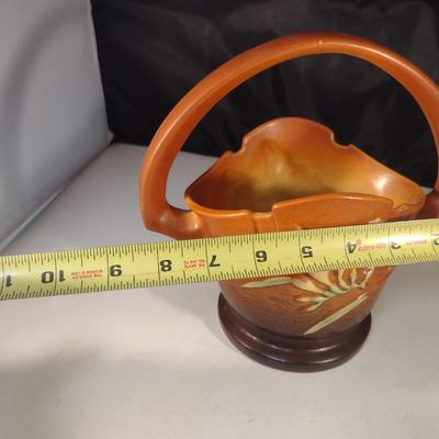 Vintage Roseville USA Pottery Freesia 391 Basket Shaped Planter- Approx 8" in Diameter