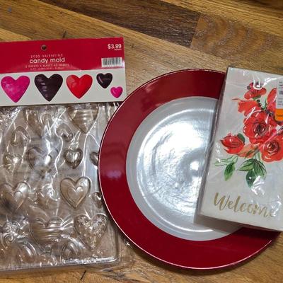 Valentine's Day Heart Molds, Red & White Plate, & Rise Napkins
