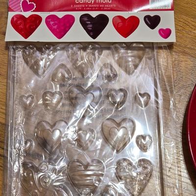 Valentine's Day Heart Molds, Red & White Plate, & Rise Napkins