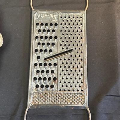 Vintage Kitchen Utensils and Cast Iron Corn Plate