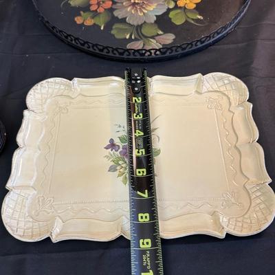 Vintage Hand Painted Toleware Plates and Stile Florentine Plate