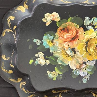 Vintage Hand Painted Toleware Plates and Stile Florentine Plate