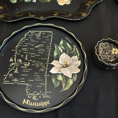 Vintage Hand Painted Toleware Plates and Stile Florentine Plate