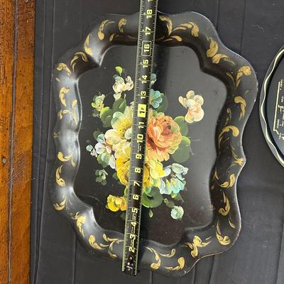 Vintage Hand Painted Toleware Plates and Stile Florentine Plate