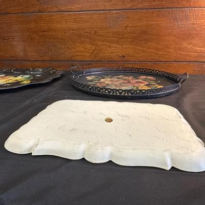 Vintage Hand Painted Toleware Plates and Stile Florentine Plate