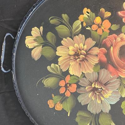 Vintage Hand Painted Toleware Plates and Stile Florentine Plate