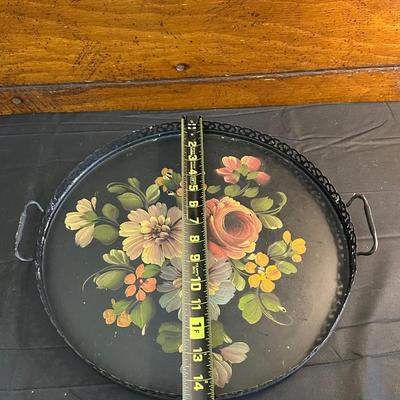 Vintage Hand Painted Toleware Plates and Stile Florentine Plate