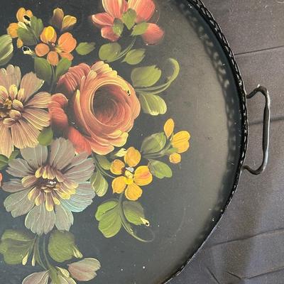 Vintage Hand Painted Toleware Plates and Stile Florentine Plate