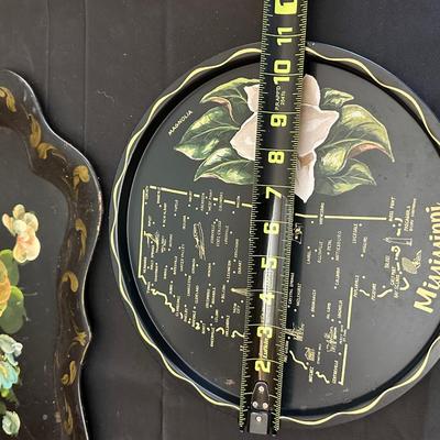 Vintage Hand Painted Toleware Plates and Stile Florentine Plate