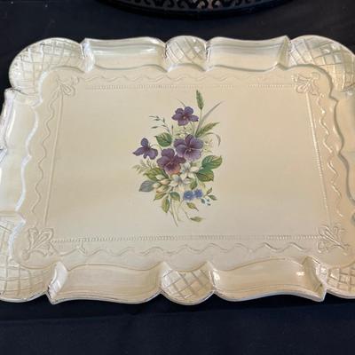 Vintage Hand Painted Toleware Plates and Stile Florentine Plate