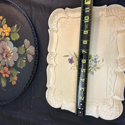 Vintage Hand Painted Toleware Plates and Stile Florentine Plate