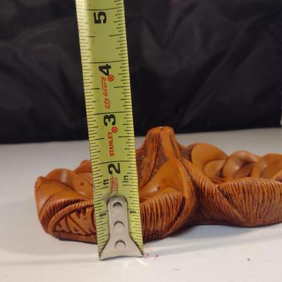 Carved Hawaiian Hapawood Monstera Leaf Design Three Section Tidbit Server
