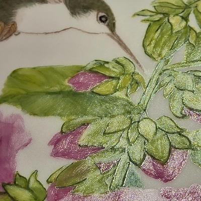 Handpainted Hummingbird Floral Plate