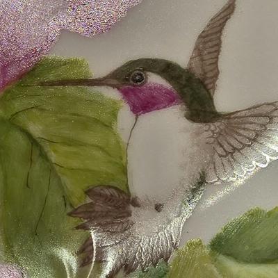 Handpainted Hummingbird Floral Plate