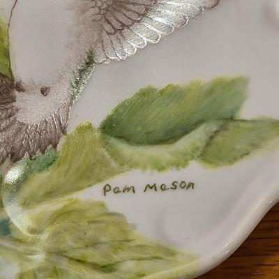 Handpainted Hummingbird Floral Plate