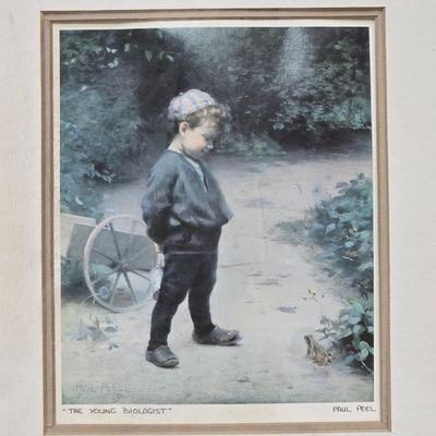 Antique PAUL PEEL Artist Signed & Titled Print ' The Young Biologist'