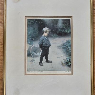 Antique PAUL PEEL Artist Signed & Titled Print ' The Young Biologist'